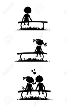 236x377 Silhouettes Of A Boy And A Girl Sitting On A Swing Silhoette