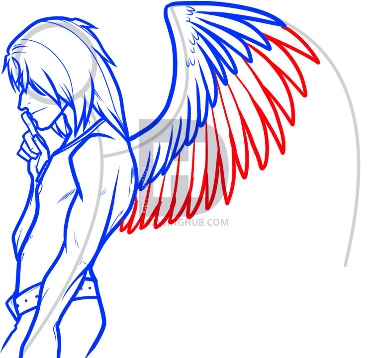 750x720 How To Draw An Angel Boy, Angel Man, Step