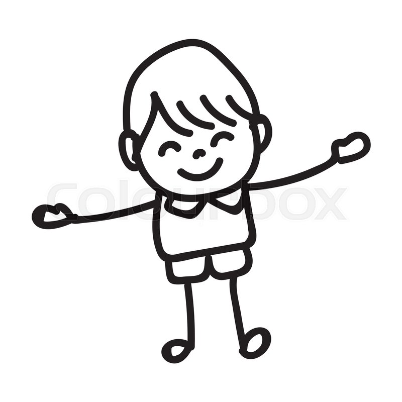 800x800 Hand Drawing Happy People, Boy Smile Stock Vector Colourbox