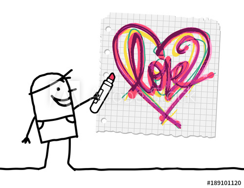 500x386 Cartoon Boy Drawing A Sketchy Heart