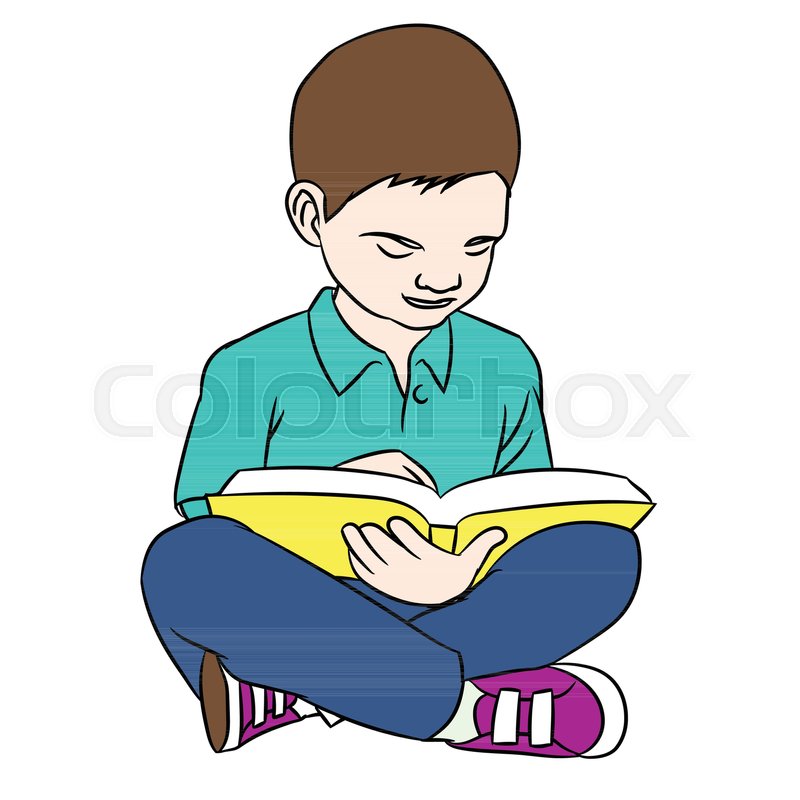 800x800 Hand Drawing A Boy Reading, Young Boy Stock Vector Colourbox