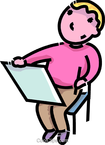 348x480 Boy Drawing A Picture Royalty Free Vector Clip Art Illustration
