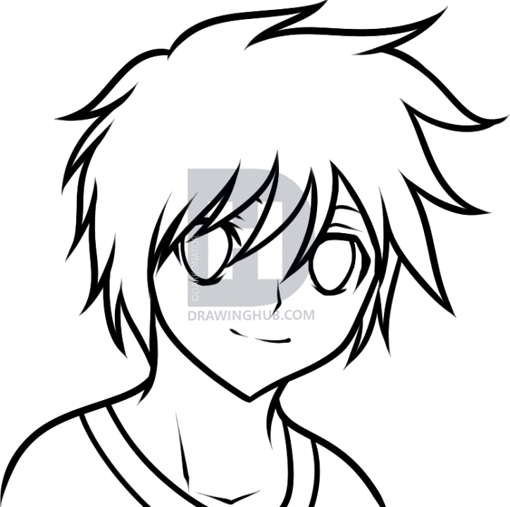 724x720 How To Draw An Anime Boy For Kids, Step