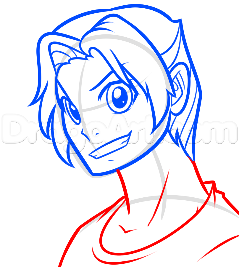 808x901 Anime Boy Face Drawing Lesson, Step