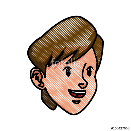 500x500 Drawing Head Boy Face Character Healthy Vector Illustration Stock