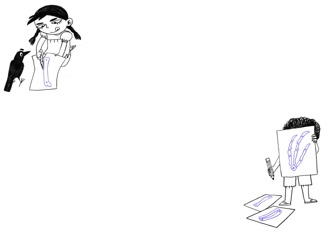 1073x770 A Boy And A Girl Drawing Bones