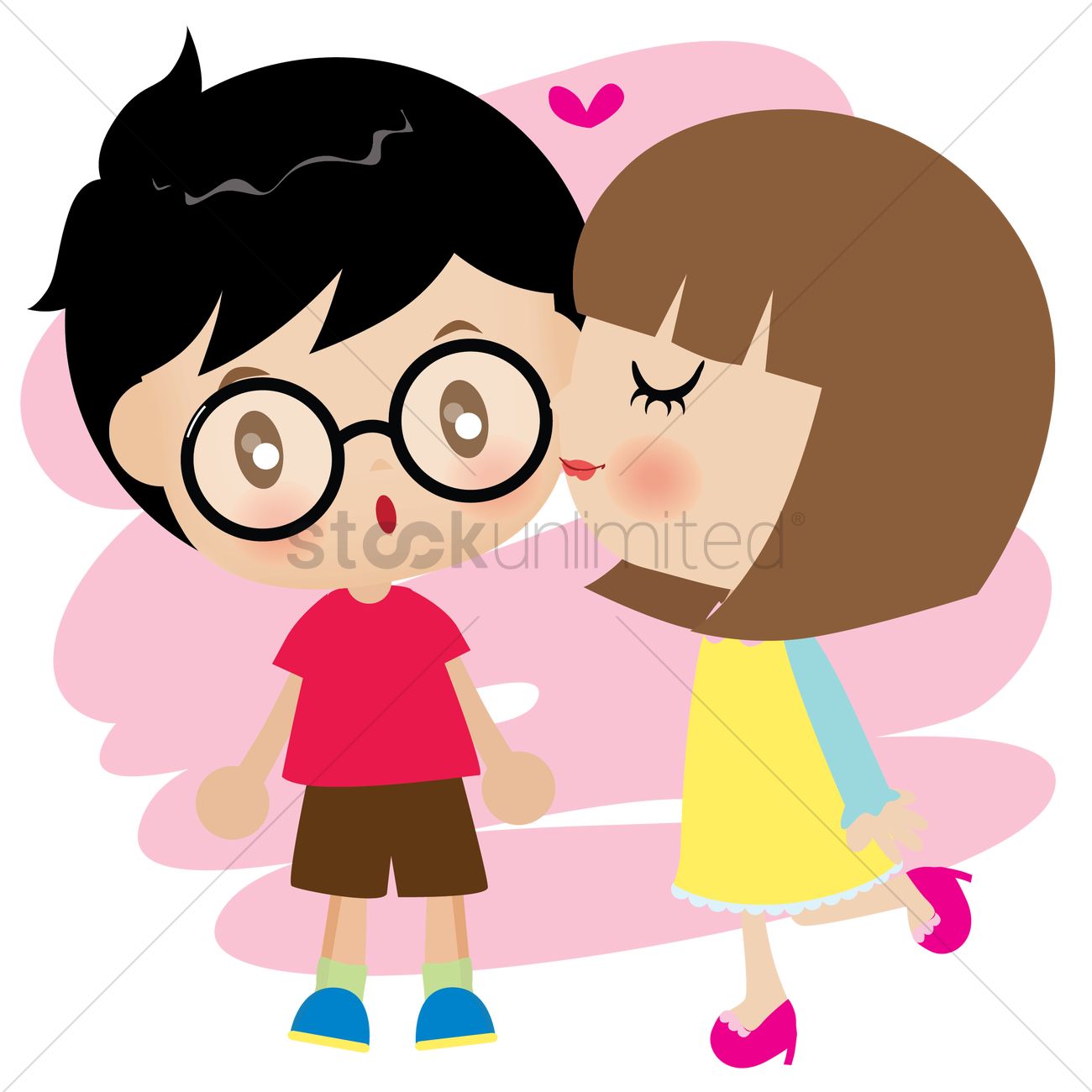 1300x1300 Girl Kissing Boy Vector Image