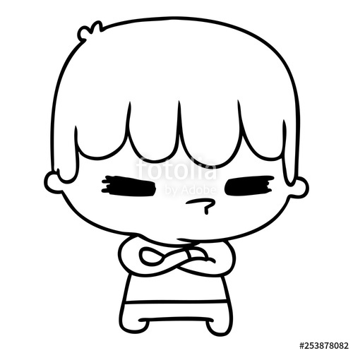 500x500 Line Drawing Of A Kawaii Cute Cross Boy Stock Image And Royalty