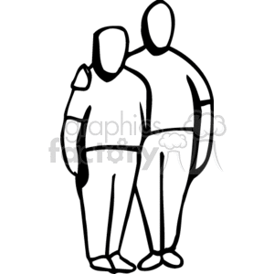 300x300 Black And White Line Drawing Of A Man With His Arm Around A Boy