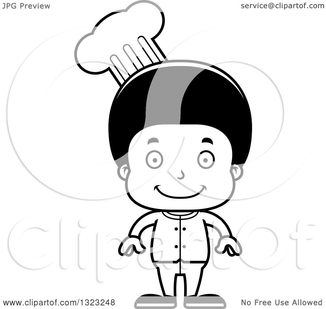 1080x1024 Lineart Clipart Of A Cartoon Happy Black Boy Chef