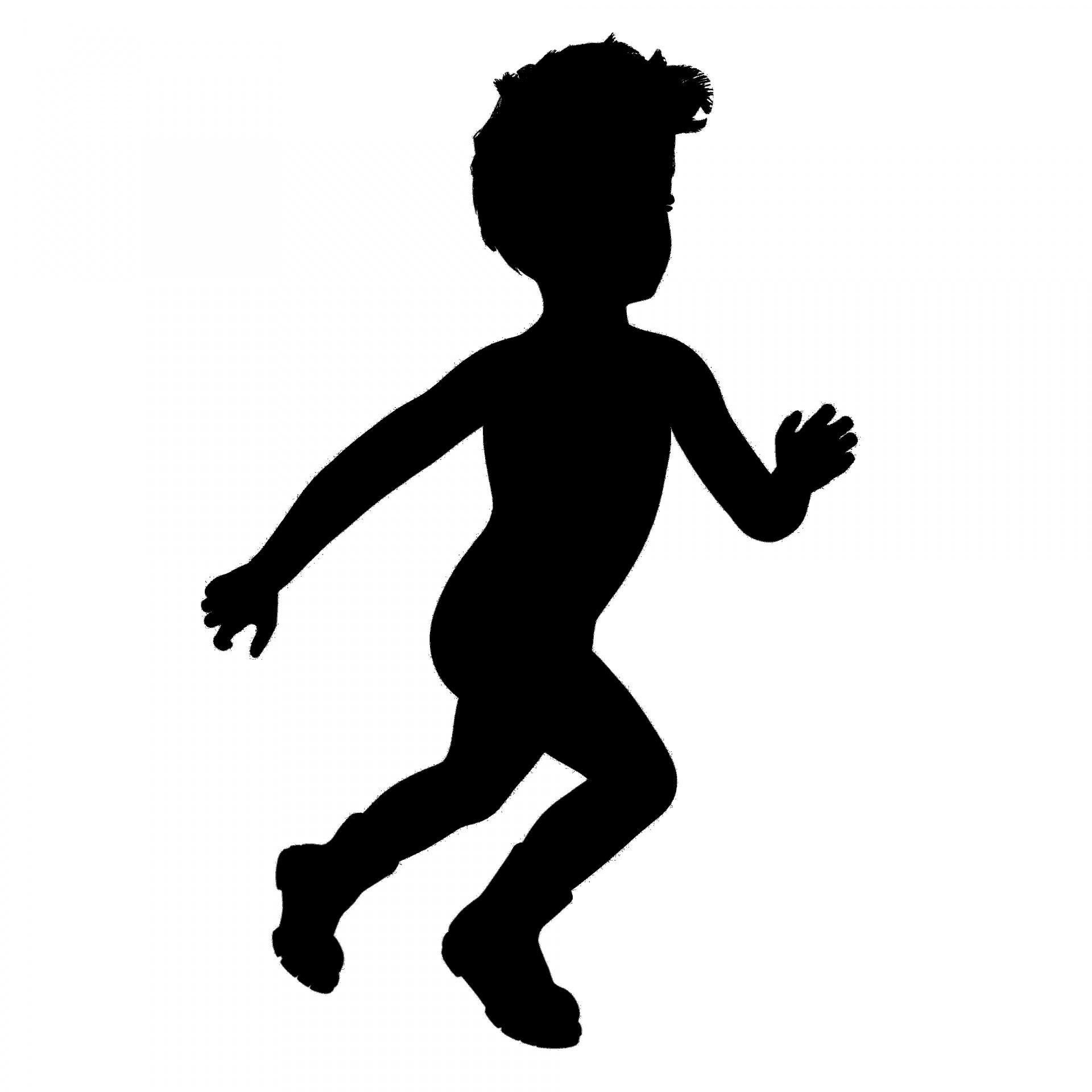 1920x1920 Black, Silhouette, Boy, Kid, Running