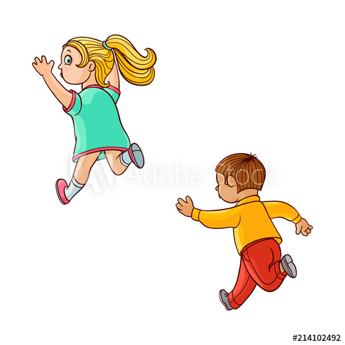 500x500 Girl And Boy Ranaway Kids Set Sketch Teen Male, Female Characters
