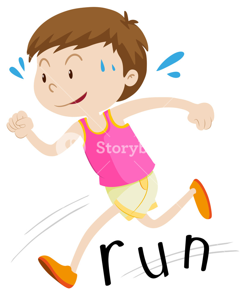 821x1000 Little Boy Running Alone Illustration Royalty Free Stock Image