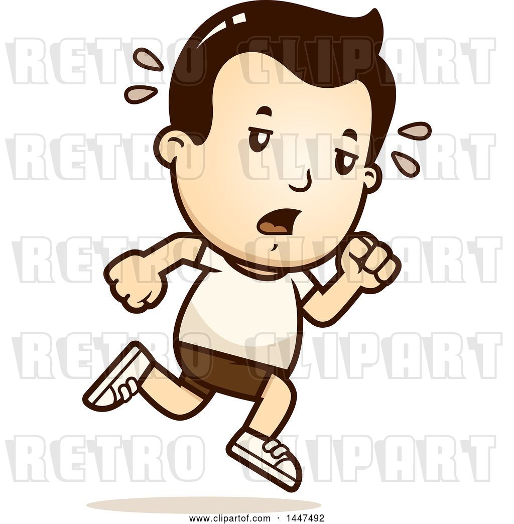 1024x1044 Vector Clip Art Of Retro Cartoon Tired White Boy Running In Shorts