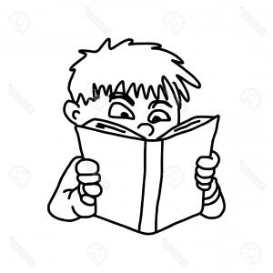 300x300 Photostock Vector Black Little Boy Sitting On Floor And Reading