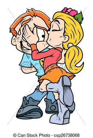 318x470 young girl kissing her boyfriend young cartoon pretty girl