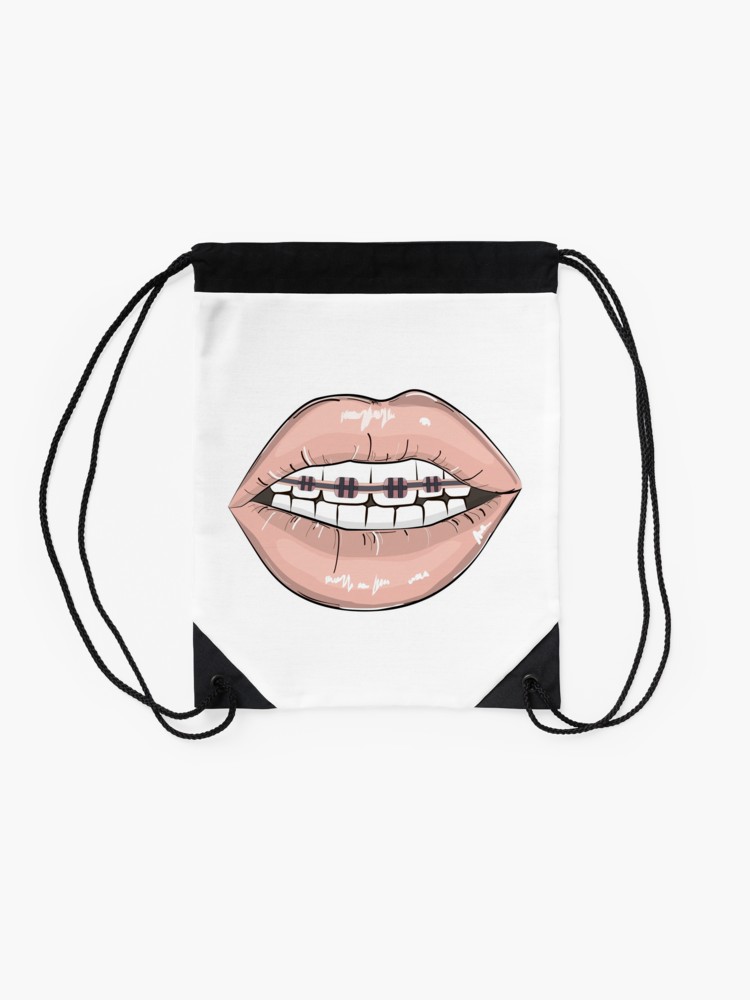 750x1000 Lips Braces Drawstring Bag