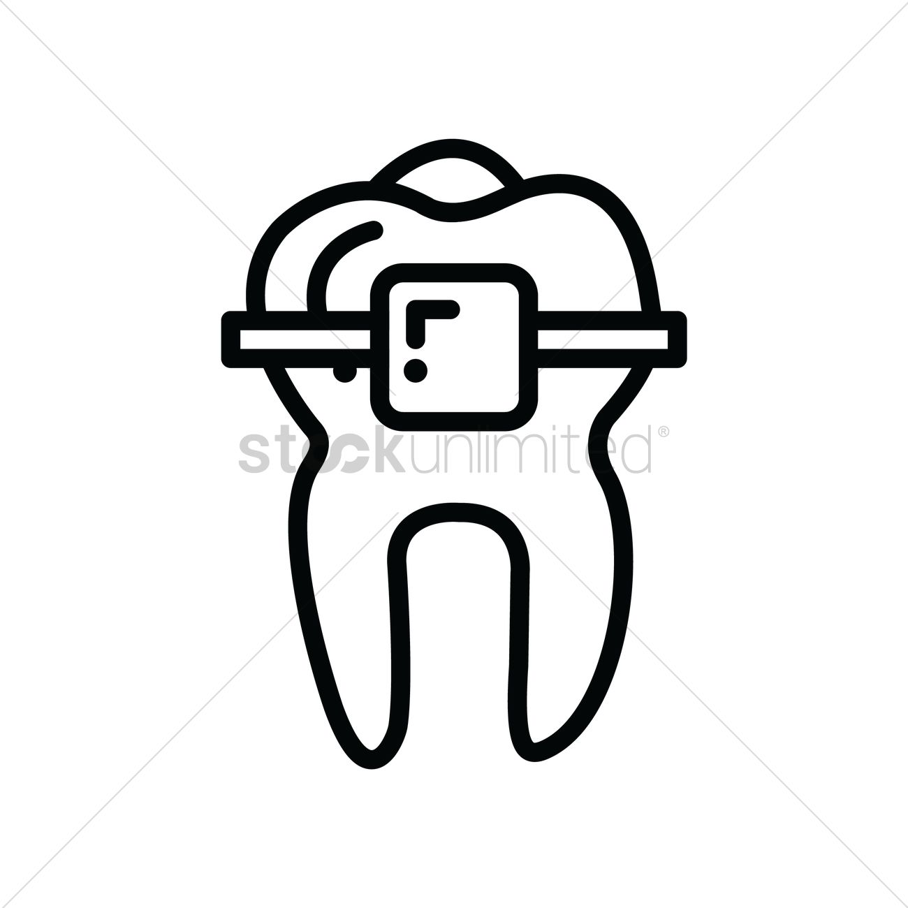 1300x1300 Tooth With Braces Vector Image