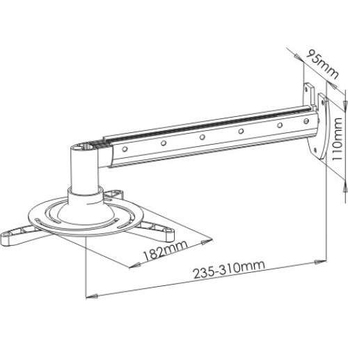 500x500 Extendable Lcd Dlp Projector Bracket Wall Mount Black
