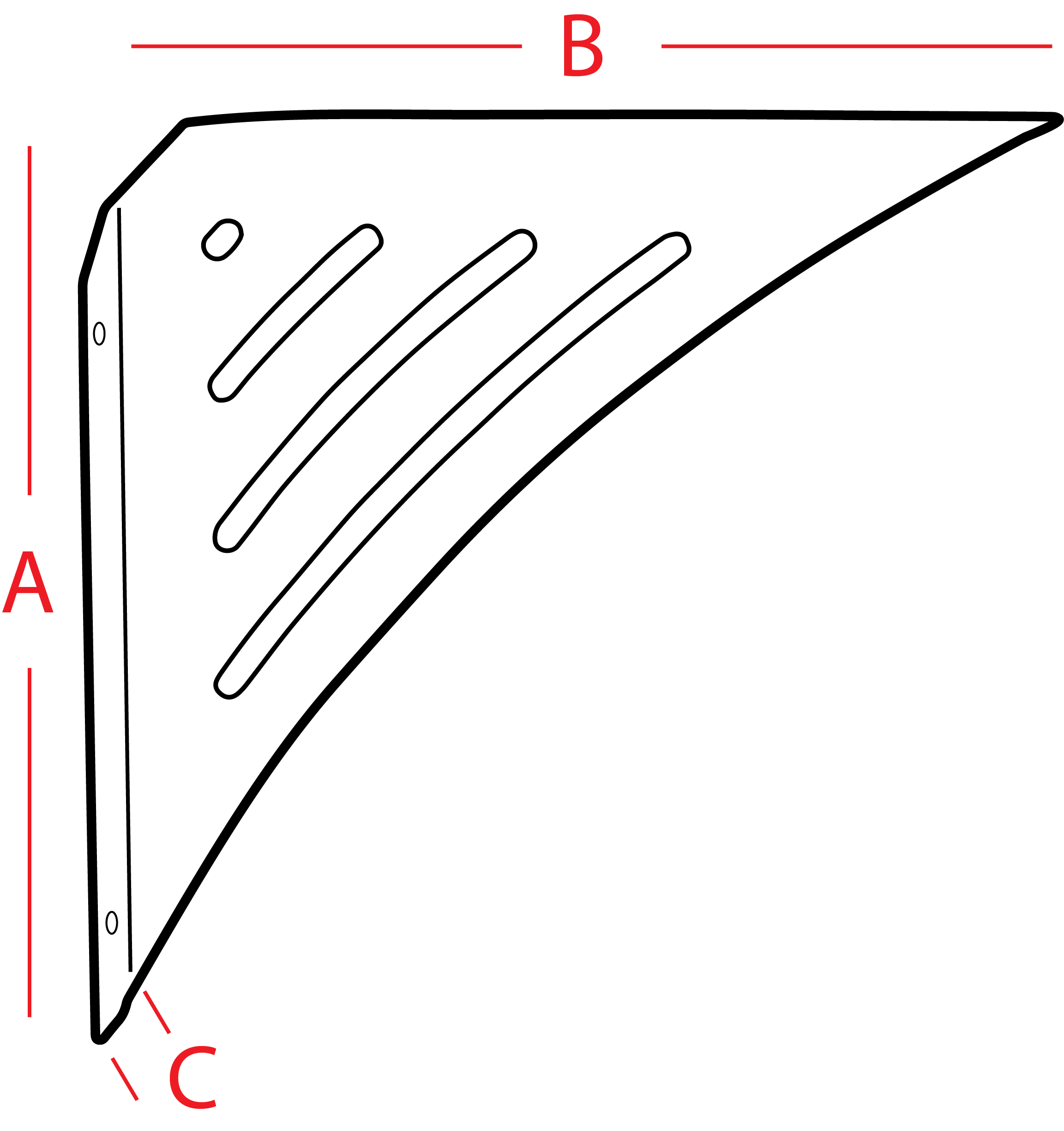 2305x2449 Triangle Shelf Bracket With Curved Slots