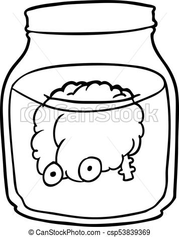 356x470 Line Drawing Of A Spooky Brain Floating In Jar