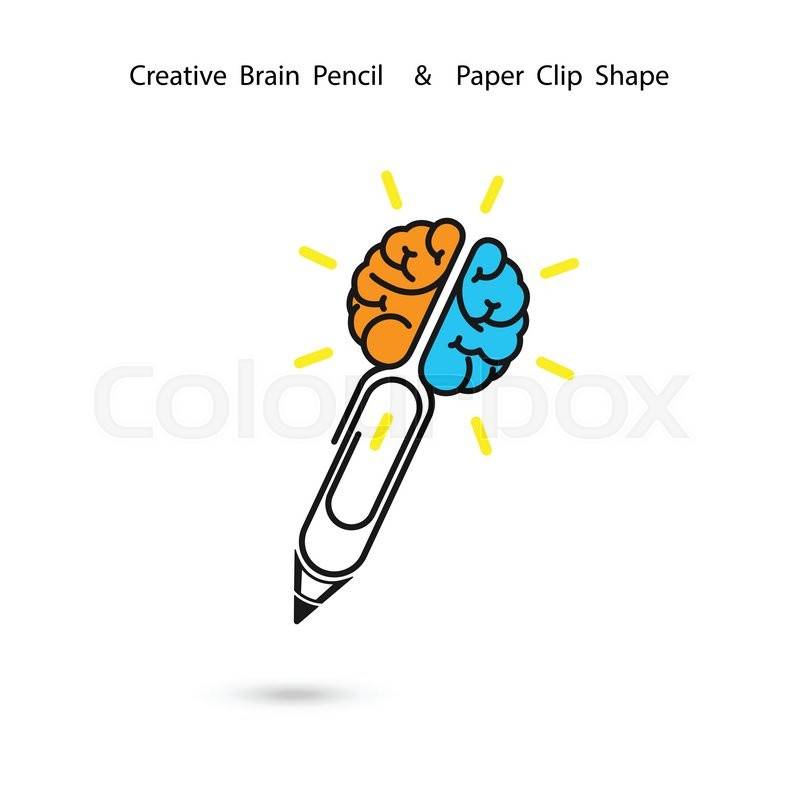800x800 Creative Brain Pencil Logo Stock Vector Colourbox