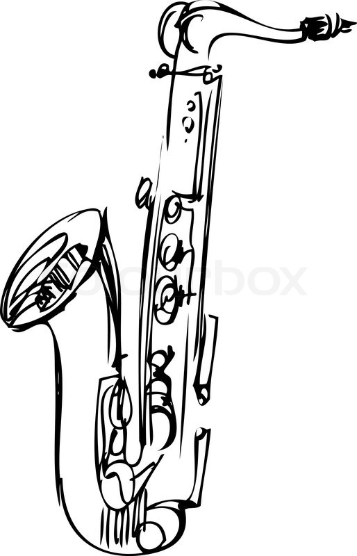 514x800 A Sketch Brass Alto Saxophone Musical Stock Vector Colourbox