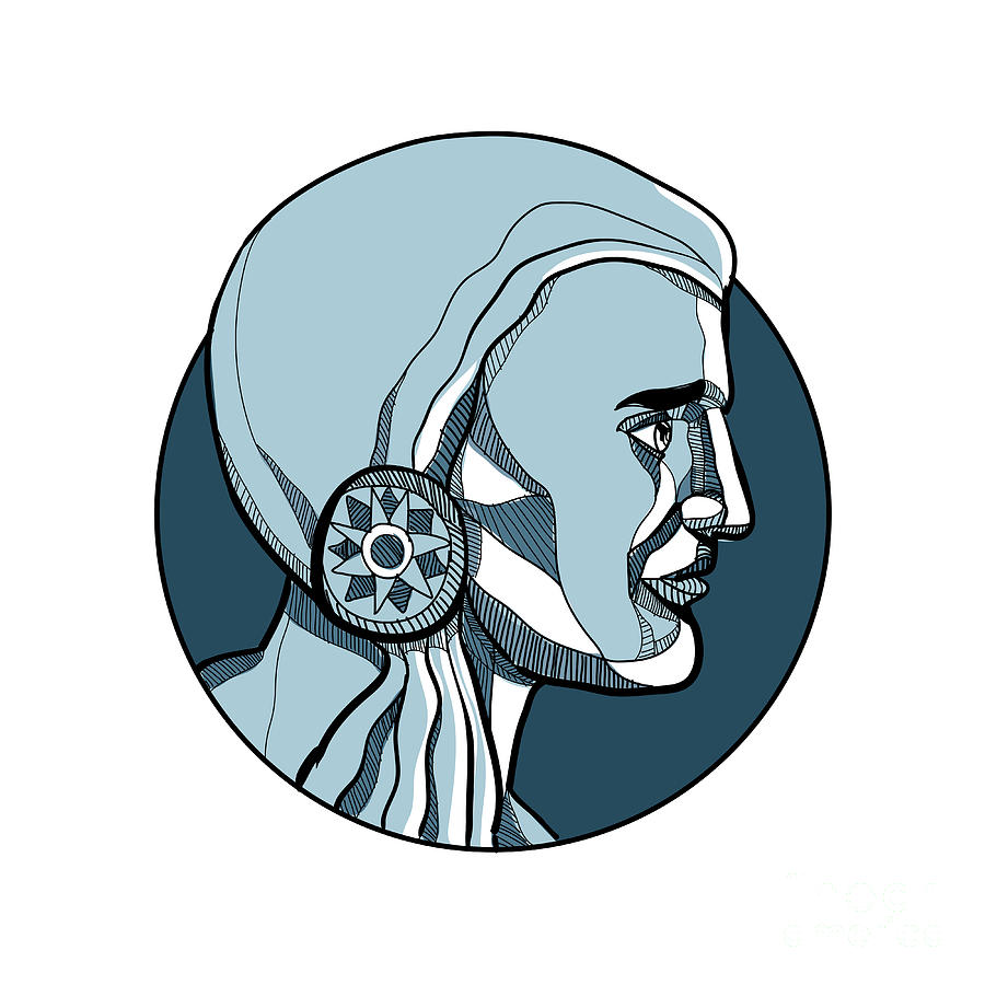 900x900 Native American Brave Drawing Digital Art