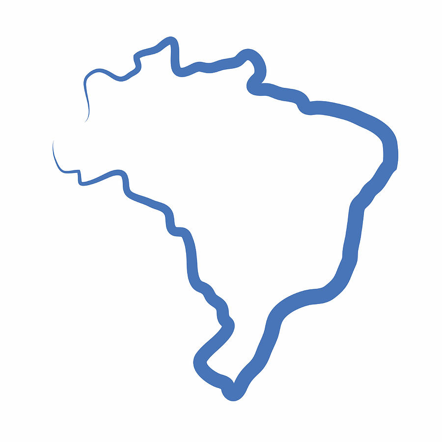 900x900 Brazil Outline Map Made From A Single Line Drawing