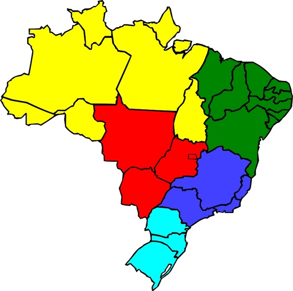600x597 Colored Map Of Brazil Free Vector In Open Office Drawing