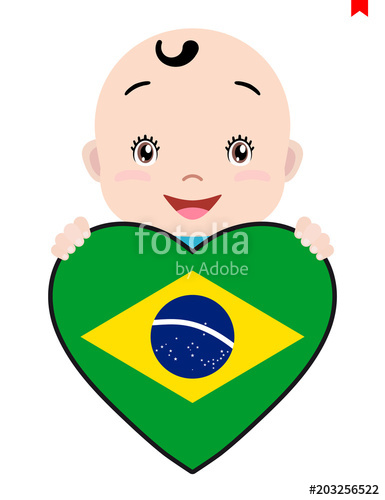 385x500 Smiling Face Of A Child, A Baby And A Brazil Flag In The Shape