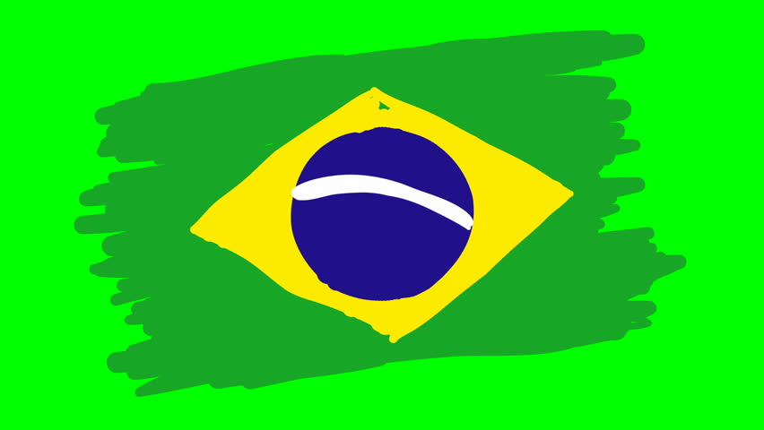 852x480 Brazil Drawing Flag On Green Stock Footage Video