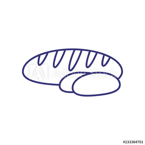 500x500 Bread Line Icon Baguette, Loaf, Bun Pastry Concept Vector