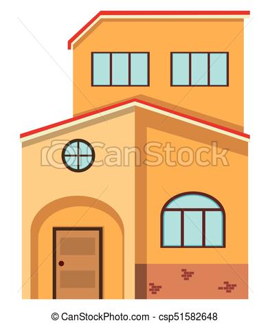 393x470 Brick House With Red Roof Illustration