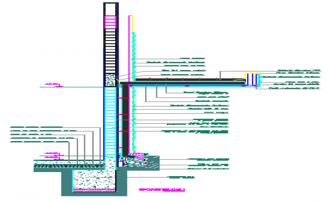 650x400 Brick Wall Detail And Rain Water Down Design Drawing