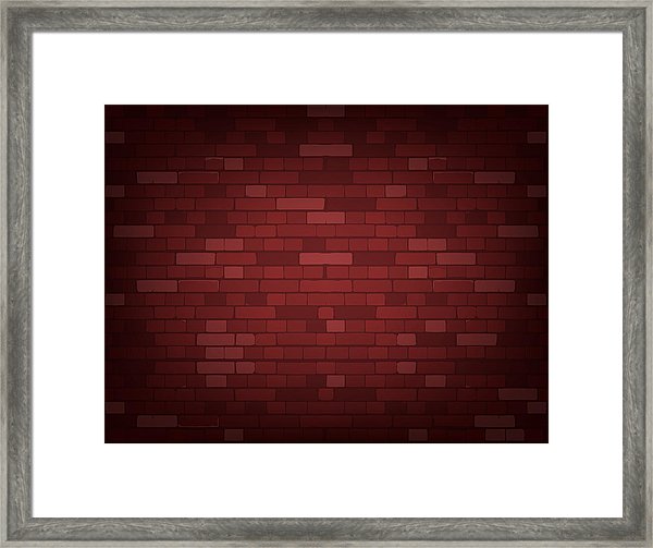 600x503 Dark Red Brick Wall Realistic Vector Background Framed Print