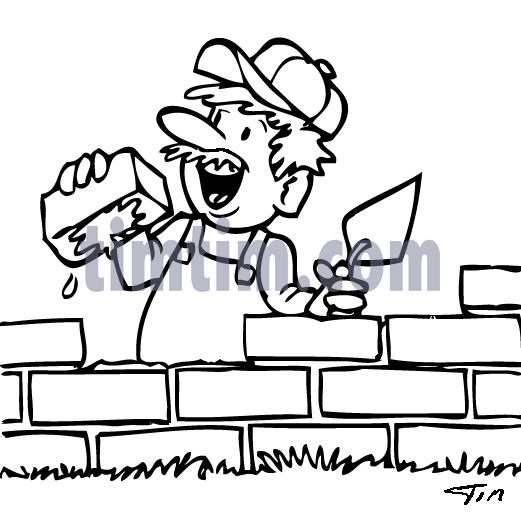521x515 Free Drawing Of Bricklayer From The Category Occupations +