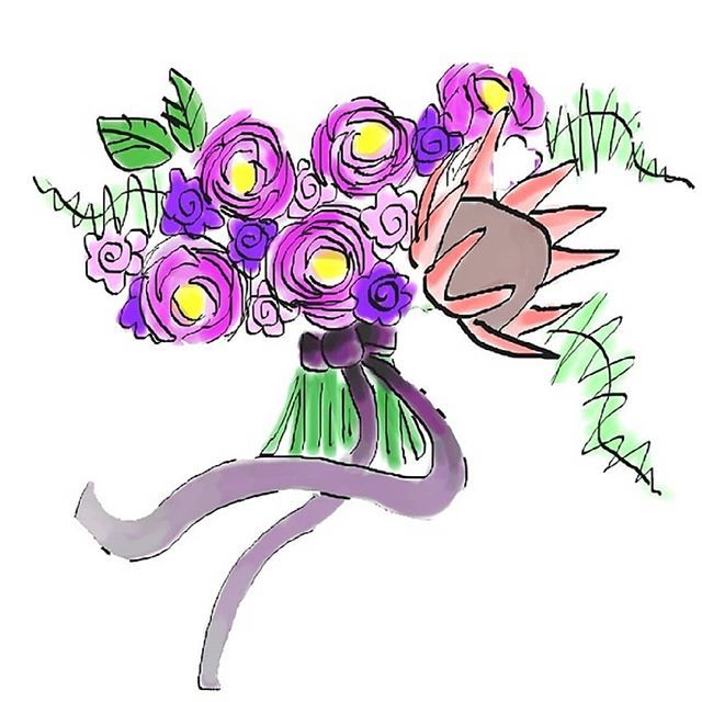 640x640 King Protea Bridal Bouquet Digital Watercolour Illustration