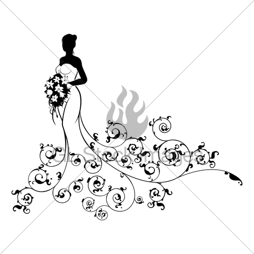 500x500 Abstract Pattern Wedding Bride Silhouette Gl Stock Images