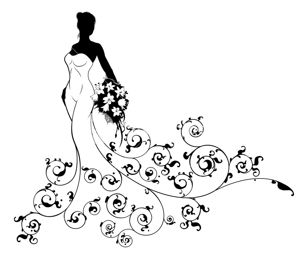 1000x843 Wedding Bride Silhouette, The Bride In A White Bridal Dress Gown
