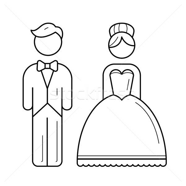 600x600 Bride And Groom Vector Line Icon Vector Illustration Andrei