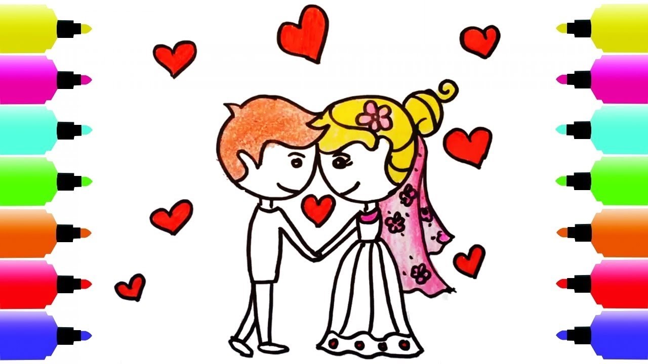 1280x720 Coloring Wedding Bride And Groom How To Draw Boy And Girl Art