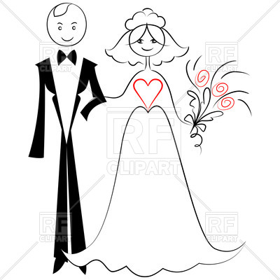 400x400 Sketch Of Bride And Groom Vector Image Of People