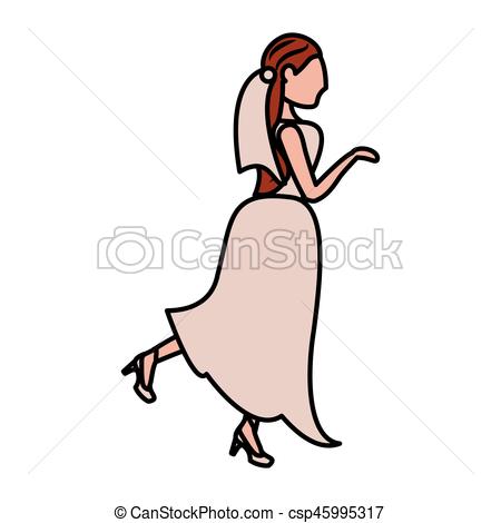 450x470 Bride Woman Dress Beautiful Vector Illustration