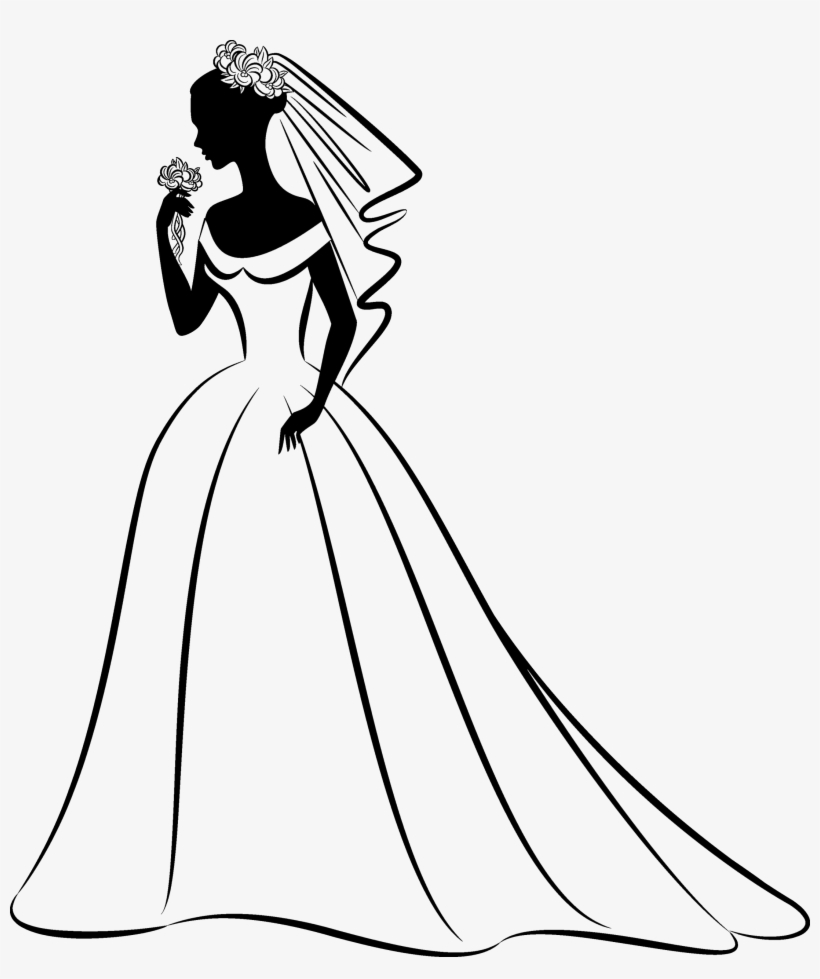 820x979 Ideas Wedding Dress Clipart Png Download Drawing Of A Bride