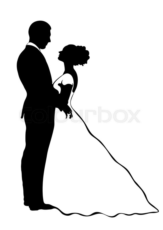 566x800 Bride And Groom Silhouette, Vector Stock Vector Colourbox