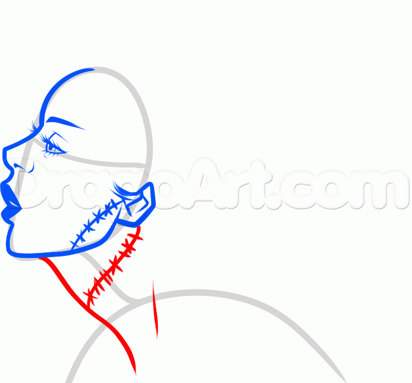 846x787 Draw The Bride Of Frankenstein, Step