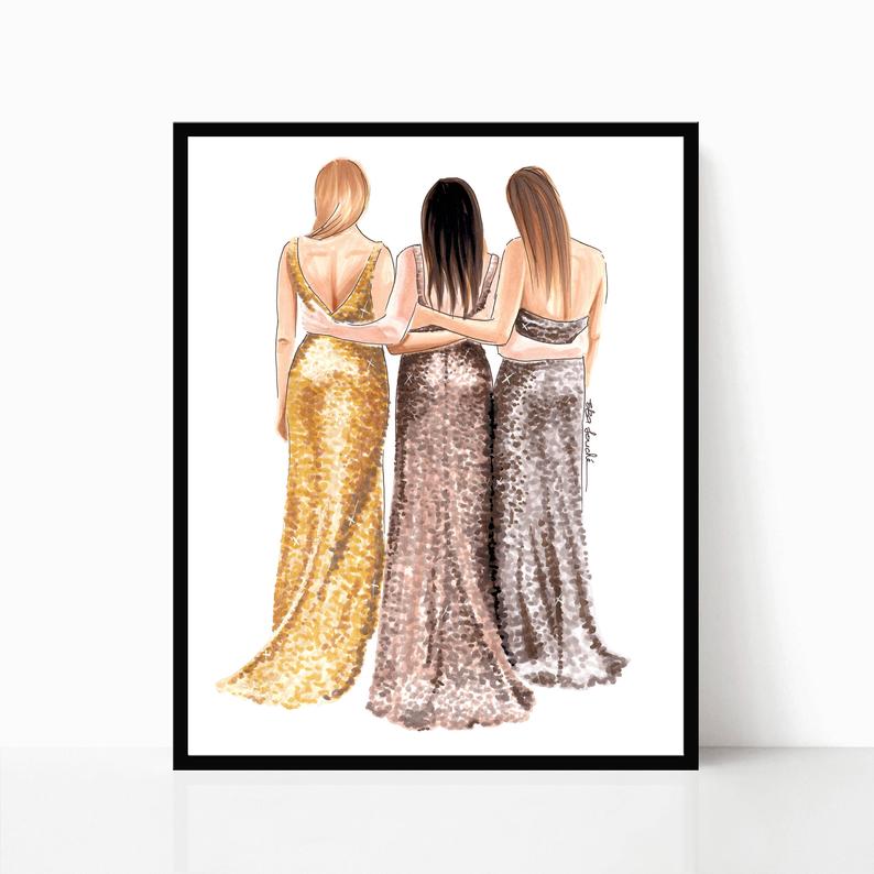 794x794 Best Friend Print Fashion Illustration Gift For Her Etsy