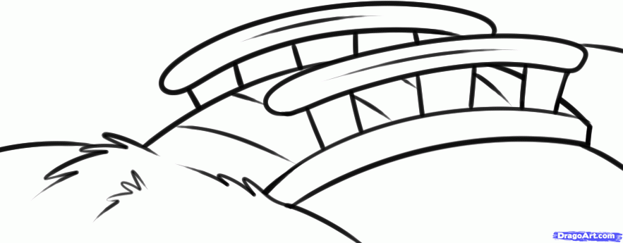 883x345 How To Draw A Bridge For Kids, Step