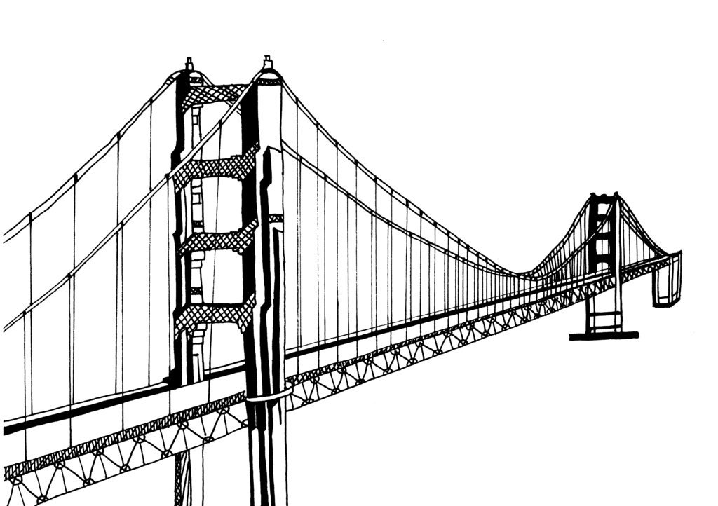 1024x722 New York Bridge Drawing Easy